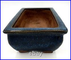 12 Japanese Rectangle Tokoname Blue Glazed Pottery Footed Bonsai Pot Planter