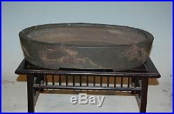 1st Gen. Large Oval Handmade 'Yamaaki' Mushuki Style Bonsai Tree Pot, 16+