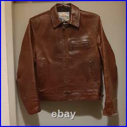 Aero leather horsehide single jacket size 36 brown men's jacket outer Used