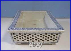 Antique Chinese porcelain bonsai pot double wall hand crafted circa Qing Period