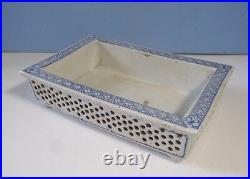 Antique Chinese porcelain bonsai pot double wall hand crafted circa Qing Period