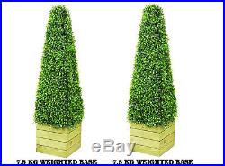 Artificial trees 3ft Boxwood Pyramid in Heavy wooden planter Set of 2 7.5KG