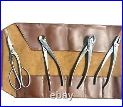 BONSAI 4 PC TOOL SET with TOOL ROLL Roshi Stainless Concave Wire Jin Shear