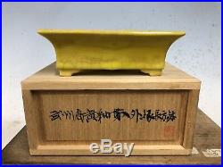 Beautiful Glazed Shohin Size Bonsai Tree Pot By Fugushige Bushuan 5 1/4 WithBox