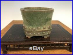 Beautiful Green Glazed Shohin Size Japanese Bonsai Tree Pot By Zuiho 2 3/4