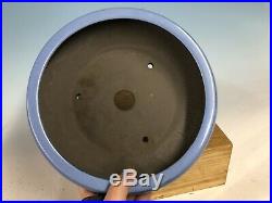 Blue Glazed Bag Rim Japanese Bonsai Tree Pot 10 1/4 By 3 1/8