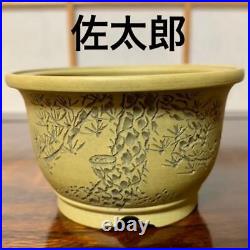 Bonsai Por Nail carving Round Signed Sataro Diameter 8.9 cm / 3.5 in