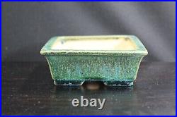 Bonsai Pot Japanese Tokoname KOYO(AIBA) RECTANGLE 6.6(17cm) green Oribe T052