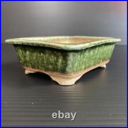 Bonsai Pot Signed Glazed Shohin Size Rectanglar Width 12.5 cm / 4.92 in
