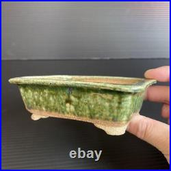 Bonsai Pot Signed Glazed Shohin Size Rectanglar Width 12.5 cm / 4.92 in