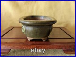 Bonsai Pot Signed Yamanouchi Baiho Very rare Potter 6.4W Dragon Oval Glaze