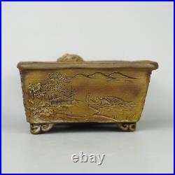 Bonsai Pot Tani Ranzan Rokuraku-kiln Dragon Width 11 cm / 4.33 in