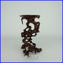Bonsai Root Table Striped Ebony Decoration or Flower Stand From Japan Damaged