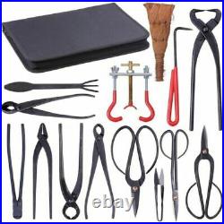 Bonsai Tool Set Carbon Steel Extensive 14-pc Kit Cutter Scissors With Nylon Case