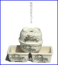 Bunzan 3.5 Porcelain Sansui Satsuki Bowl Boxed Bonsai pot porcelain