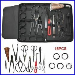 Carbon Steel Cutter Scissors Bonsai Gardening Tools Accessories Set 16pcs