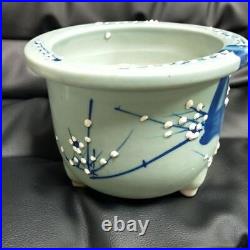 Celadon Plum Bonsai Pot Round Antique Patina Flowerpot bowl Japanese Culture