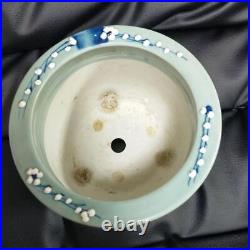 Celadon Plum Bonsai Pot Round Antique Patina Flowerpot bowl Japanese Culture