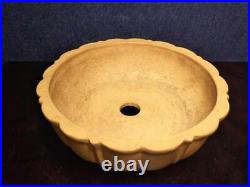 Chinese Bonsai pot Round RINKA shape W14.5cm H5.5cm HAKUDEI Unglazed GIKO