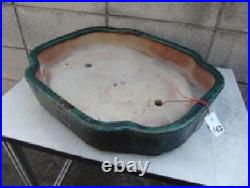 Chinese Cantonese Bonsai pot MOKKO shape W51.5cm Green glazed Guangdong