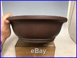 Deep Red Clay Oval Unglazed Bonsai Tree Pot Made By Yamaaki 16 1/4