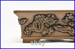 Dragon on High Quality Chinese Bonsai Pot 5 1/2 x 4 1/8 CERAMIC UNGLAZED POT
