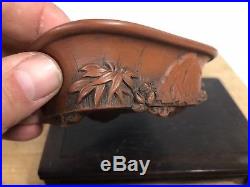 Hand Carved Shohin Size Or Accent Bonsai Tree Pot By Yamasyo 3 7/8