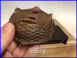 Hand Carved Shohin Sized Bonsai Tree Pot Made By Tani Ranzan 5 1/8