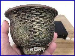 Hand Carved Shohin Sized Bonsai Tree Pot Made By Tani Ranzan 5 By 3 1/4
