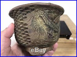 Hand Carved Shohin Sized Bonsai Tree Pot Made By Tani Ranzan 5 By 3 1/4