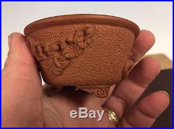 Handcarved Rare Shohin Size Bonsai Tree Pot Made By Yamasyo, 3 Famous Deceased