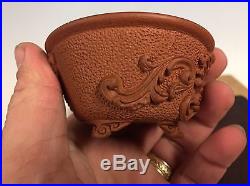 Handcarved Rare Shohin Size Bonsai Tree Pot Made By Yamasyo, 3 Famous Deceased