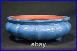 High Quality Chinese Bonsai Pot Blue Glaze 12 Diameter