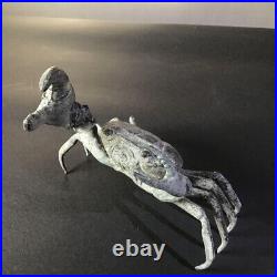 Japanese Bonsai Figure Bonkei Swamp Crab Copper Statue Okimono Figure 15×11×5cm