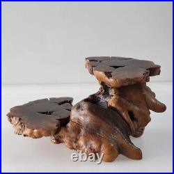 Japanese Bonsai Flower Stand Wooden Vase Table Natural Wood Display 17×12×8cm