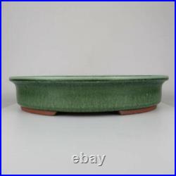 Japanese Bonsai Pot Oval Green YOZAN Gardening Indoor Plant Tree Pottery Japan
