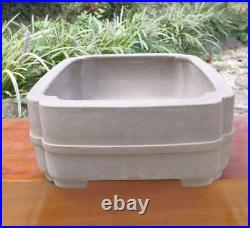 Japanese Old Bonsai Pot Signed Rectanglar Unglazed Width 35.5 cm / 13.98 in