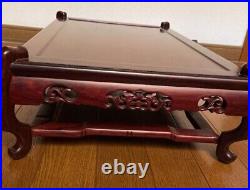 Japanese Wooden Flower Bonsai Stand Fretwork Vase Kadai Board Brown Table w19.7