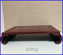 Japanese antique Flower stand Bonsai stand Wooden table Wood carving 42.5cm JP