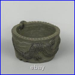 Japanese culture Bonsai pot Takudo Round bowl with frog design From Yokohama
