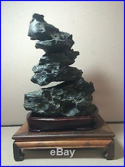 Natural polished Viewing stone suiseki-17 lbs Ink stone texture specimen
