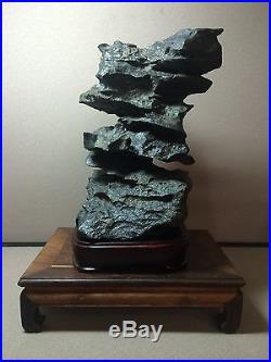 Natural polished Viewing stone suiseki-17 lbs Ink stone texture specimen