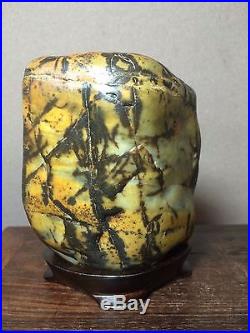 Natural polished Viewing stone suiseki-Dahua tiger skin patina lakeside pattern
