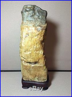 Natural polished Viewing stone suiseki-Red river old stock CAITAO tall specimen