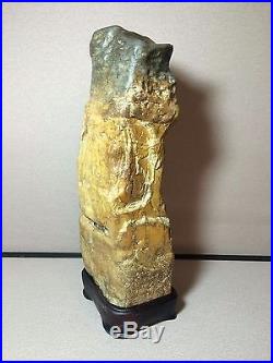 Natural polished Viewing stone suiseki-Red river old stock CAITAO tall specimen