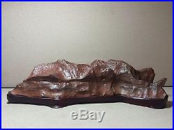 Natural polished Viewing stone suiseki-Red river rare red mountain island rough