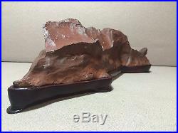 Natural polished Viewing stone suiseki-Red river rare red mountain island rough