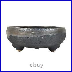New Bonsai Pot Pottery Shigaraki ware Round Gray color D 19cm H 7.5cm