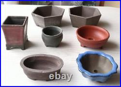 Old Bonsai Pot Shohin Set of 7 pcs Approximately 30-40 years old