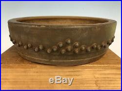 Older Round Drum Bonsai Tree Pot By Ittoen With Great Patina 10 1/4